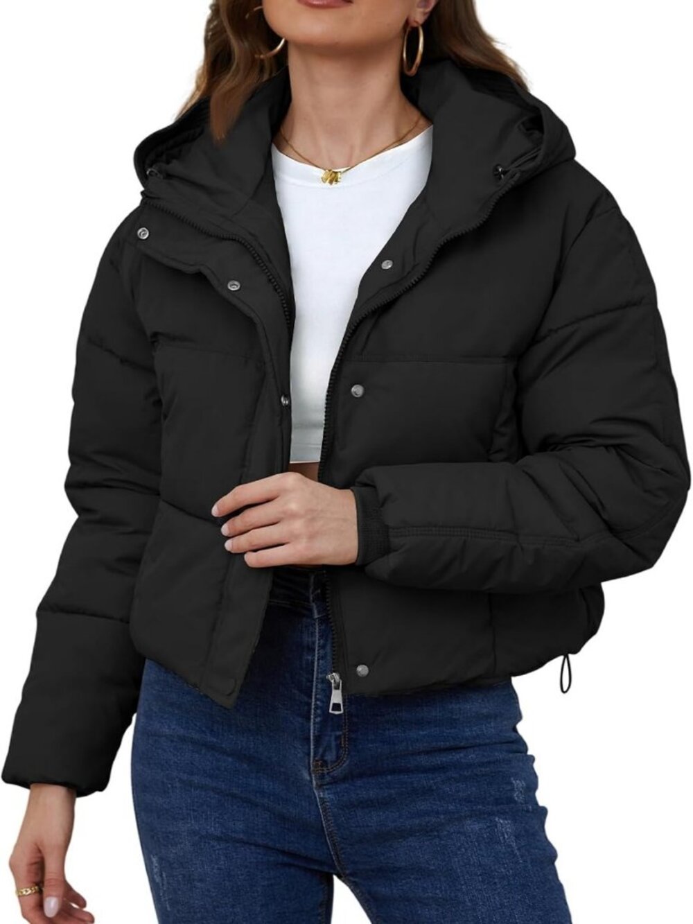 Cropped Hooded Winter Puffer Jacket for Women | Stylish & Warm Outerwear